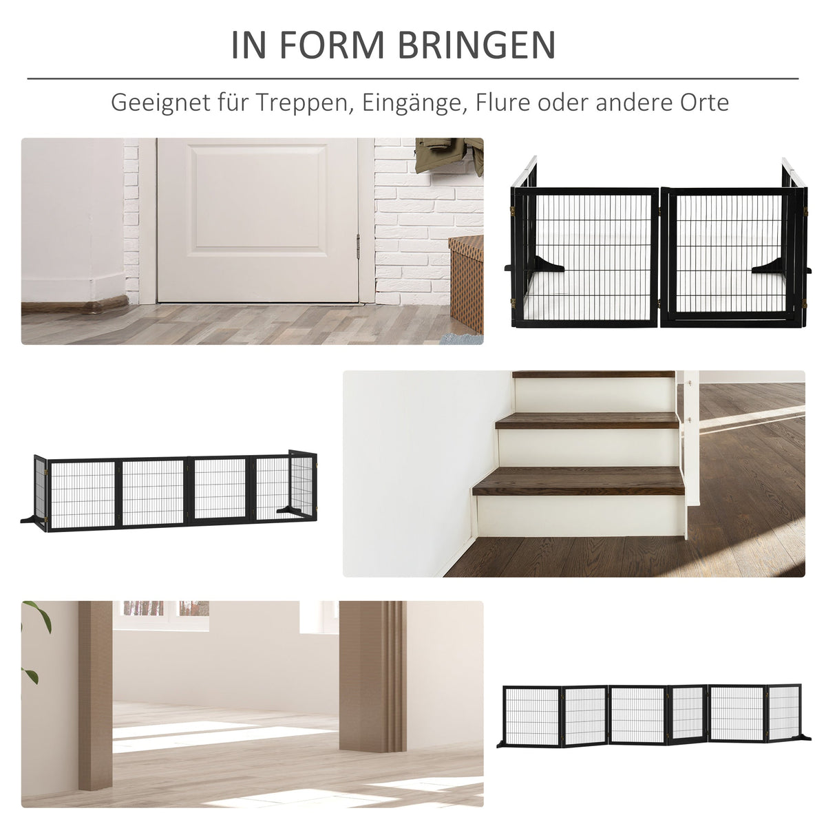 Dog Gate, Bidirectional Folding, Pinewood