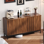 Sideboard 150cm with 3 Drawers and One-Piece Cutout, Dark Grained Oak