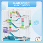 Hamster Cage, 6-Story with Tubes Tunnels Wheel Ramps, Light Blue