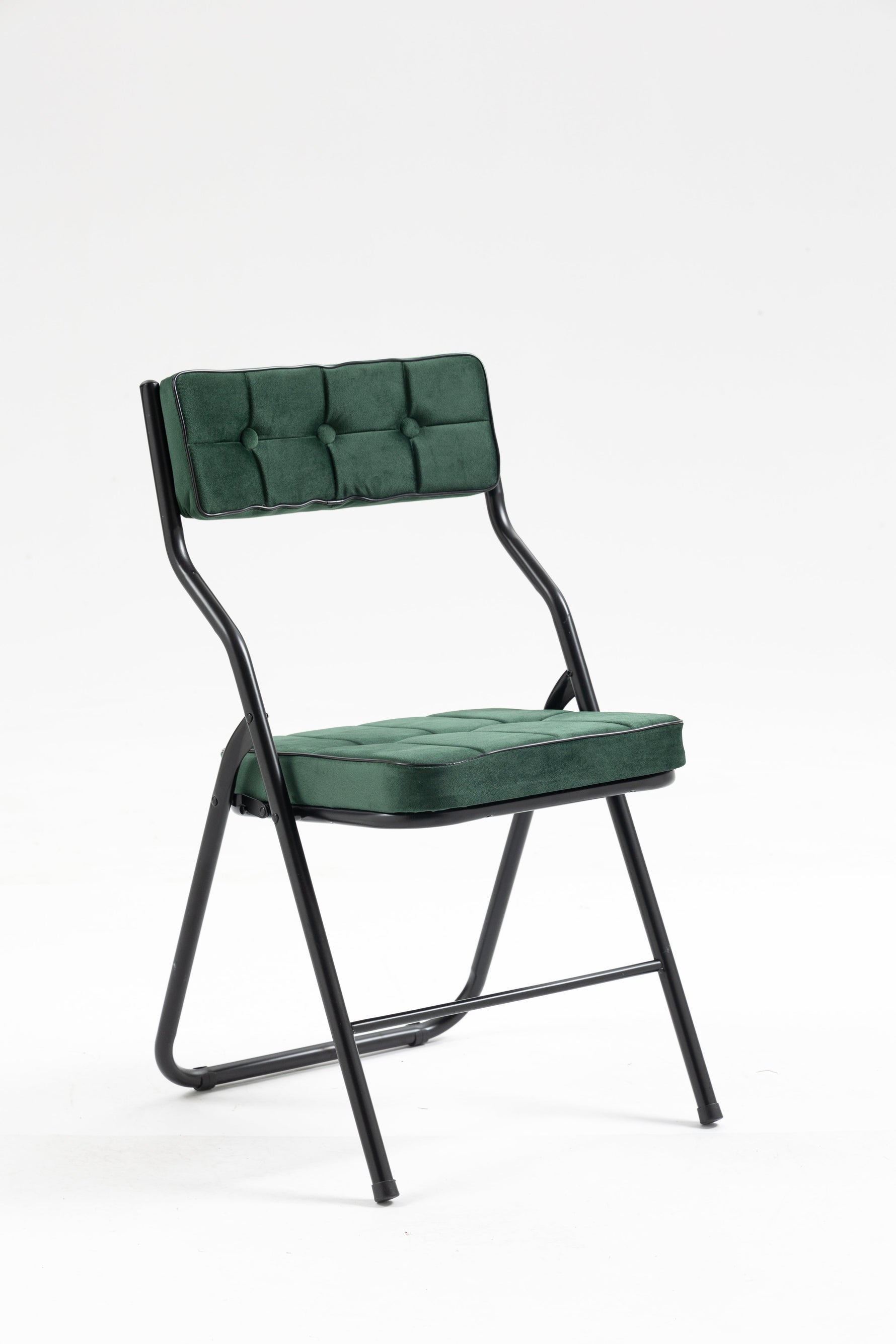 Padded Folding Chairs, 2 Pack with Cushion and Upholstered Seat, Green