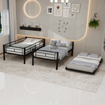 Modern Three-Tier Bed 90x190cm with Safety Railings, Metal