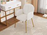Dining Chairs and Lounge Chairs with Gold Legs, Set of 2, Beige Teddy