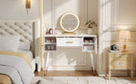 LED Dressing Table with Mirror, 1 Drawer & 2 Doors, White