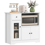 Kitchen Cabinet Sideboard with Microwave Shelf, 3 Doors, Drawer, Adjustable Shelves, White