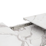 Telescopic Dining Table 120-160cm Extendable Black Crossed Legs - White Marble