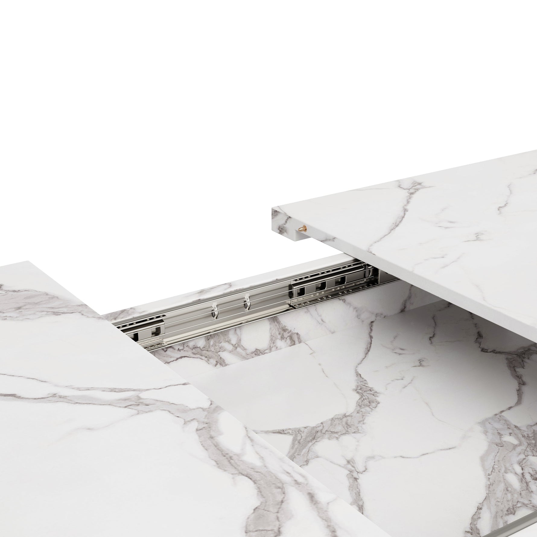 Telescopic Dining Table 120-160cm Extendable Black Crossed Legs - White Marble