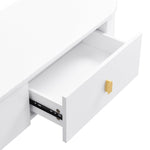 TV Cabinet Coffee Table Set, Luxury Living Room Combination with Drawers, Rounded Corners, White and Gold