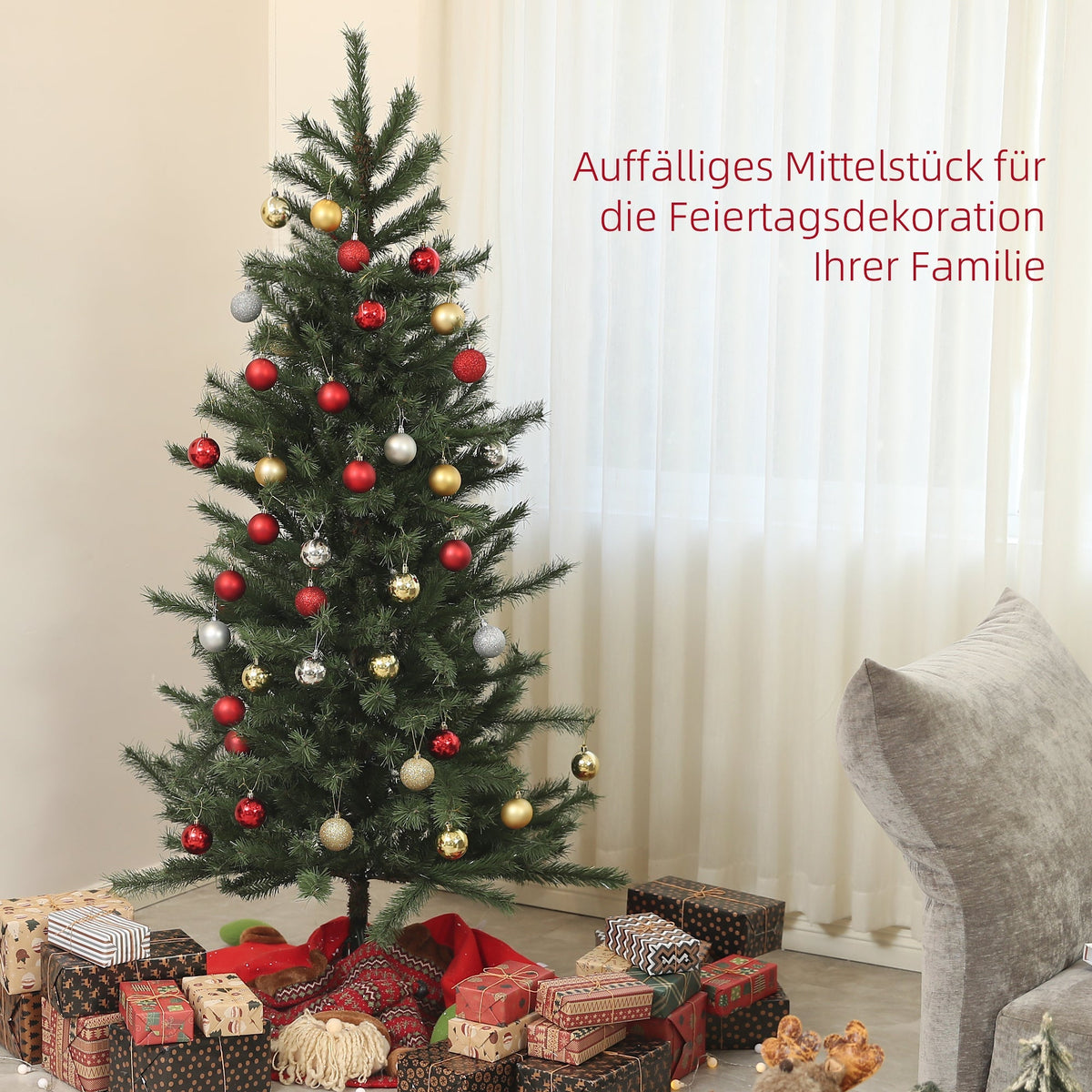Artificial Christmas Tree, 180cm, 467 Tips, Flame Retardant, Green