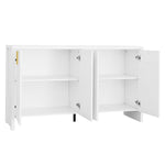 Sideboard, Minimalist with Golden Handles & Adjustable Dividers, White
