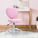 Swivel Chair Executive Computer Chair, Height Adjustable Heart-Shaped Upholstery, Pink Linen Fabric
