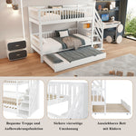 Bunk Bed Trundle Ladder Safety Rails 90x200/190cm, Pine+MDF White