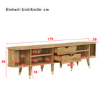 TV Cabinet Sliding Doors Media Console Wood Grain