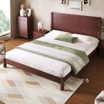 Platform Bed with Headboard and Slatted Base, 160x200cm, Brown