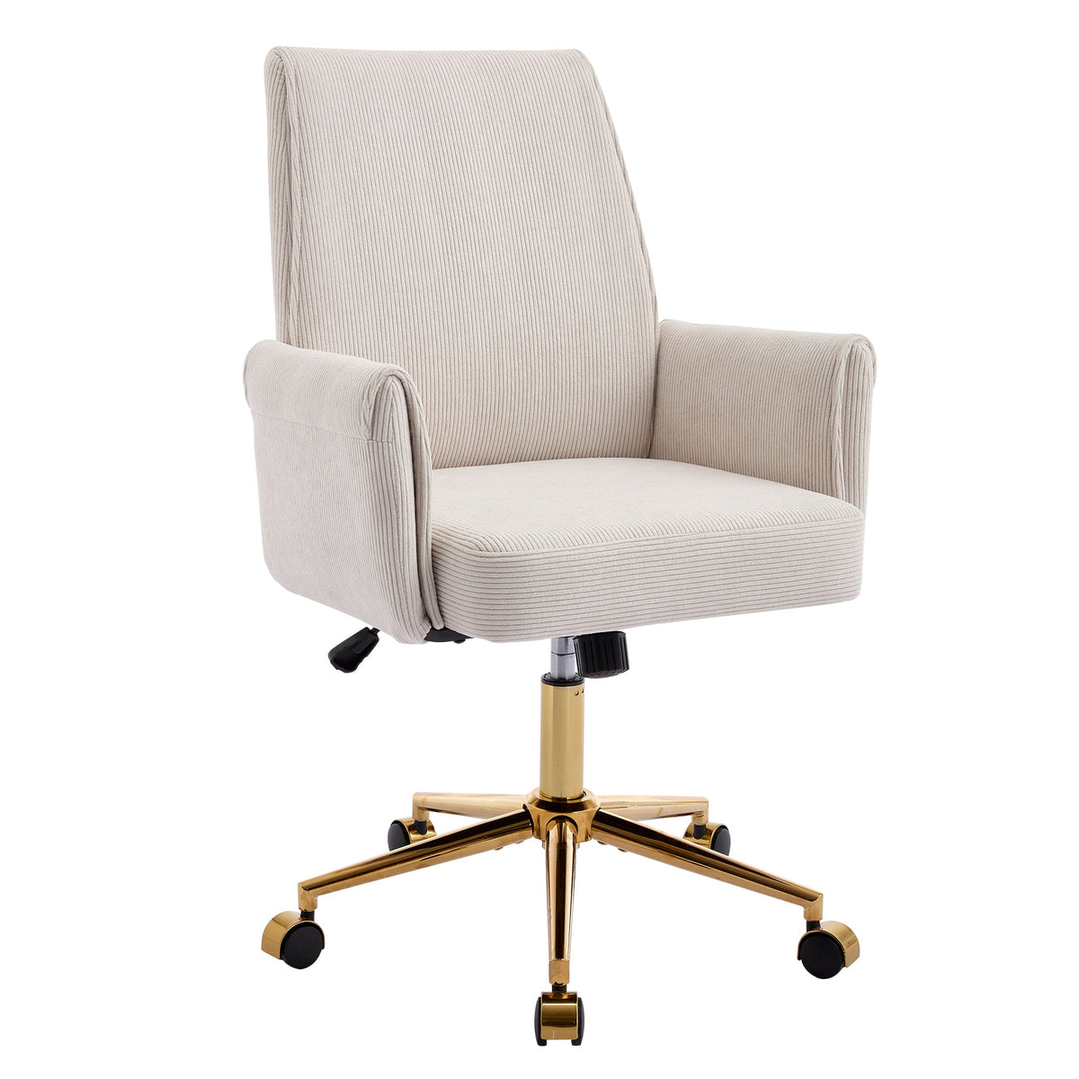 Office Swivel Chair with Height-Adjustable Ergonomic Medium Backrest, Striped Upholstery