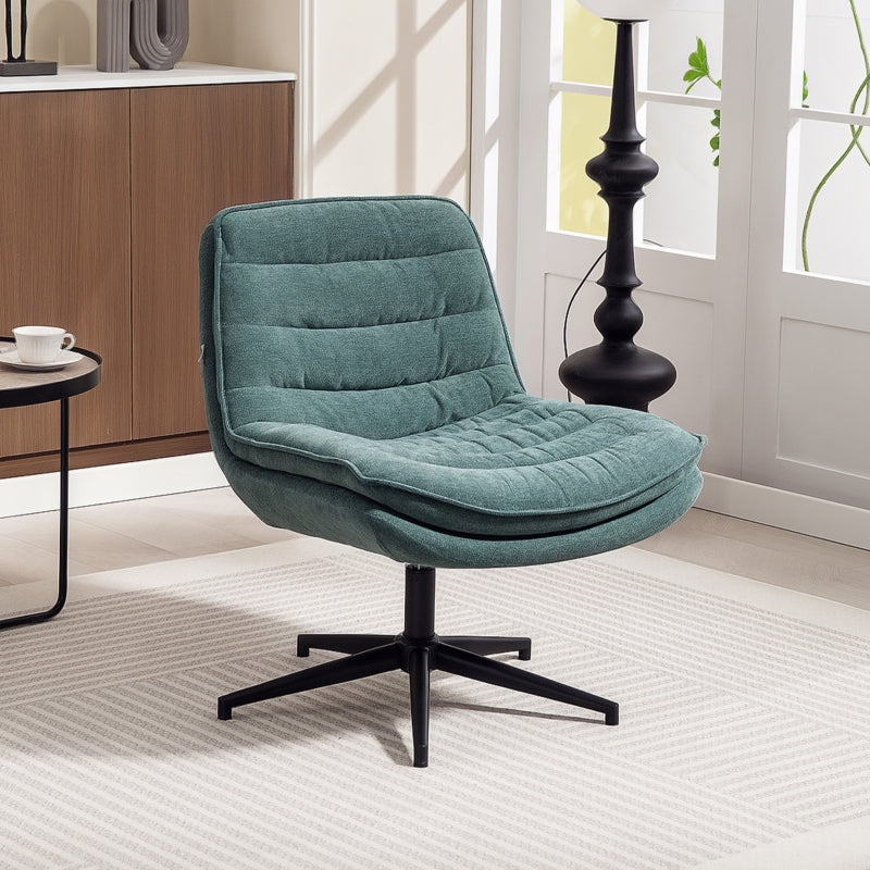 Office Chair, Height Adjustable, Wide Seat, Linen, Dark Green