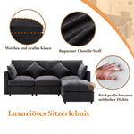 L-Shaped Corner Sofa Set with Footstool Modern Design Chenille Fabric