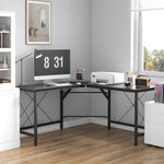 L-shaped Corner Computer Desk, 150x150x76cm Modern Office/Home Desk, Black MDF
