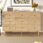 Modern 9-Drawer Chest, Iron Legs Geometric Pattern, PB Construction