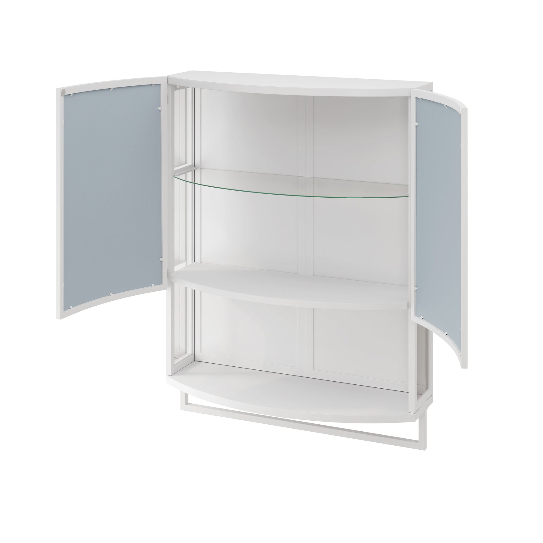 Wardrobe 60CM Modern Arched Double-Door Mirror Storage, White