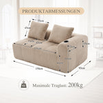 Two-Seater Sofa - No Assembly Storage Pocket Drink Holder - Corduroy