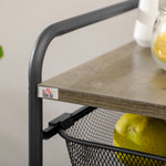 Kitchen Cart, 4 Baskets Storage Rack on Wheels, Steel Black