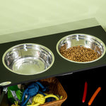 Dog Bowls, Elevated Feeding Station with 2 Stainless Steel Bowls, Black
