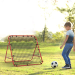 Football rebounder wall and net 96 x 80 x 96 cm adjustable angle red-black