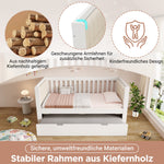 Daybed with Pull-out Bed, 90x200cm and 90x190cm, Space-Saving Wood, White