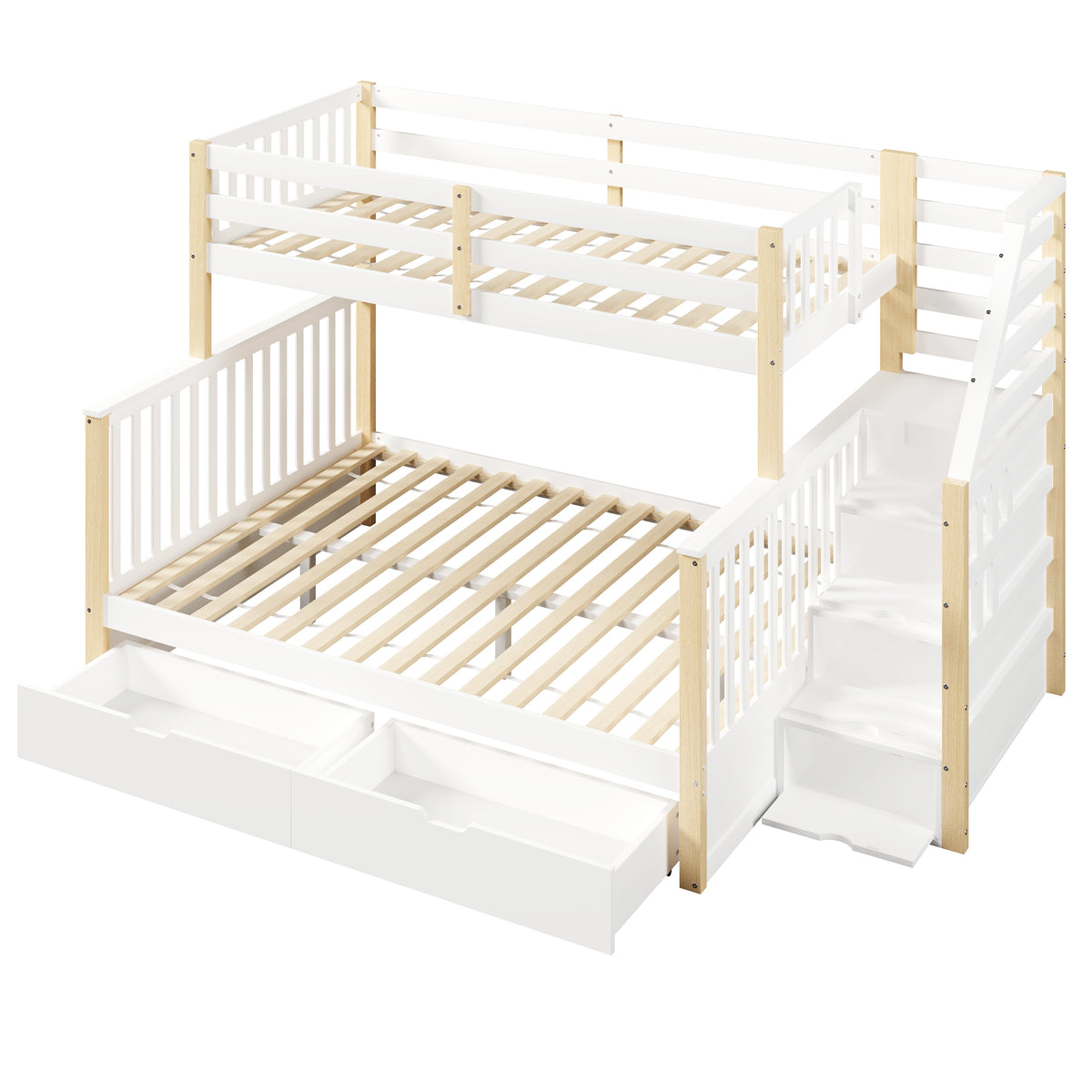 Iron Bunk Bed with Ladder & Storage, 120x200cm, Black Iron & MDF