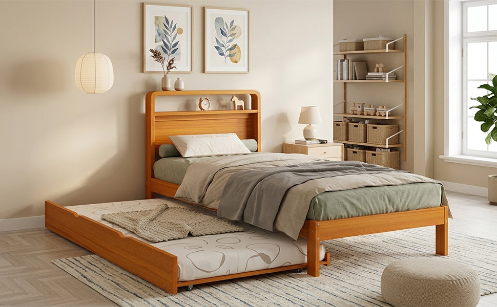 Wooden Bed 90x200cm with 90x190cm Pull-Out Bed, Wood