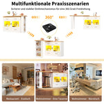 Bar Table Kitchen Island Extendable 360° Rotatable LED Storage White