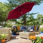 Folding Parasol Garden Umbrella 2.6m Aluminum Hand Crank, Red Polyester