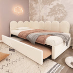 Upholstered Daybed Sofa Bed 90x200cm Pull-out Slatted Base Velvet Beige