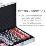 Poker Case Set, 500 Chips, 2 Card Games, 5 Dice, Aluminum