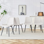 Dining Chair Set of 4 Modern Widened Seat Metal Legs - White Faux Leather