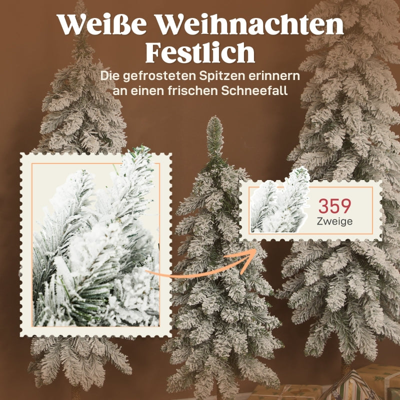 Artificial Christmas Trees Set of 3, Snow-Covered, Green & White