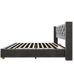Upholstered Bed 90x200cm with Slatted Frame, Grey Velvet