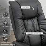 Reclining Armchair with Footstool, Electric 130° Reclining TV Function, Black Faux Leather