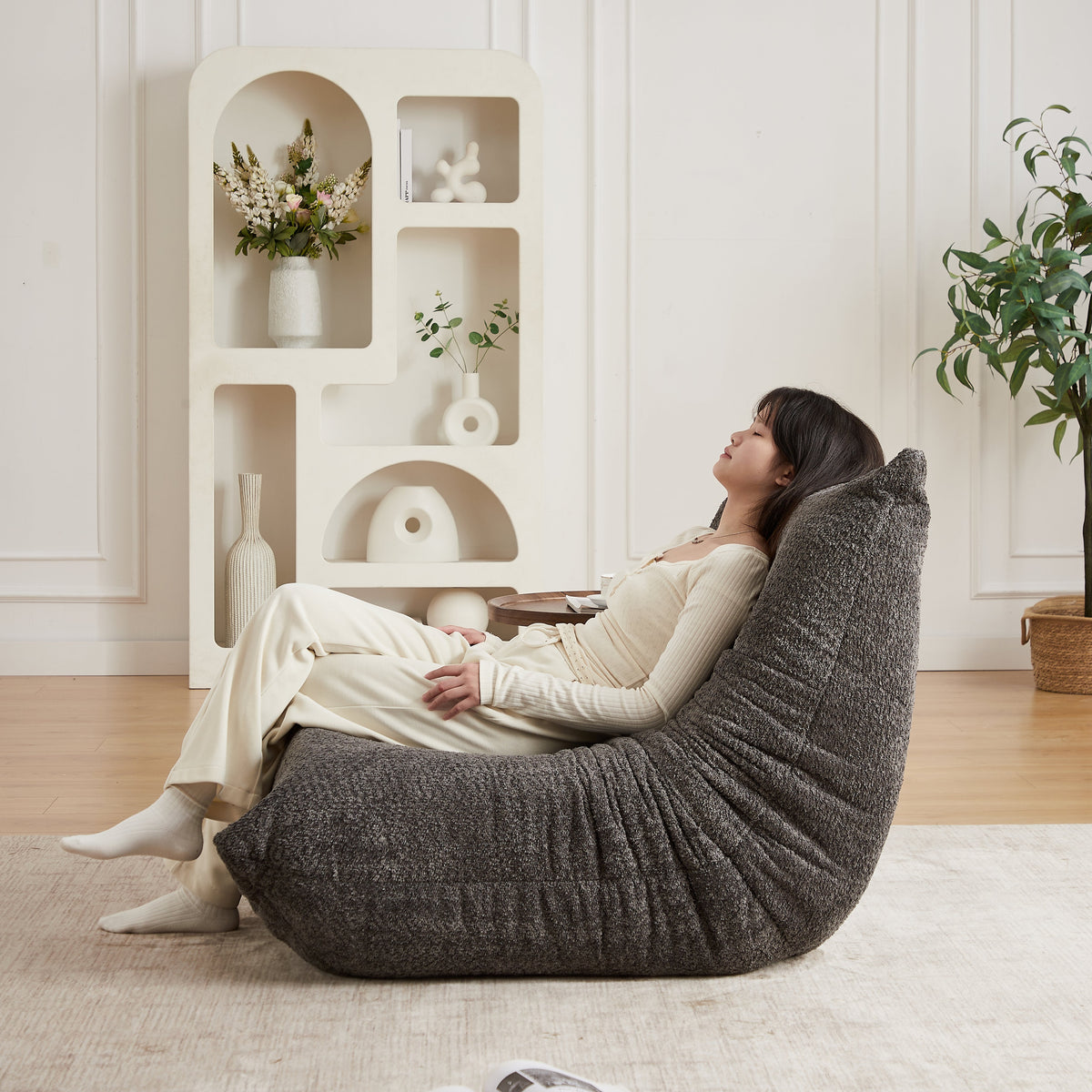 Togo Style Floor Lounge Chair Memory Foam - Chenille