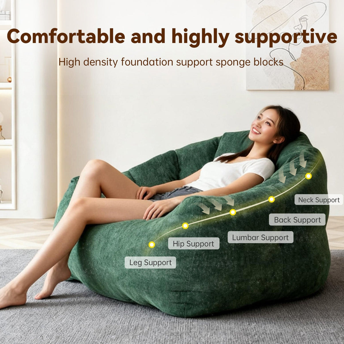 Ergonomic Round Bean Bag Chair Full-Body Contouring