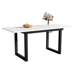 Extendable Dining Table 140/180cm Rectangular Industrial Style MDF White/Black