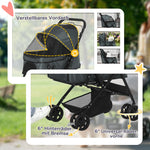 Dog Buggy, Pet Stroller for Small Dogs & Cats, Dark Grey Oxford