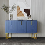 Sideboard, 3-Door Adjustable Shelves U-Shaped Metal, Navy Blue