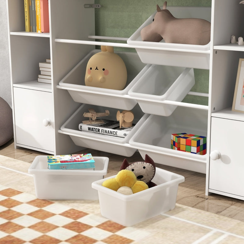 Children's Storage Shelf & Toy Organizer, 8 Removable Boxes, White