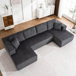 Modern U-Type Leisure Sofa with Modular Design and Lounge Chairs, Lamp Fabric