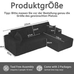 Modular Corner Sofa L-shaped Chaise Lounge High-Density Foam Corduroy Black