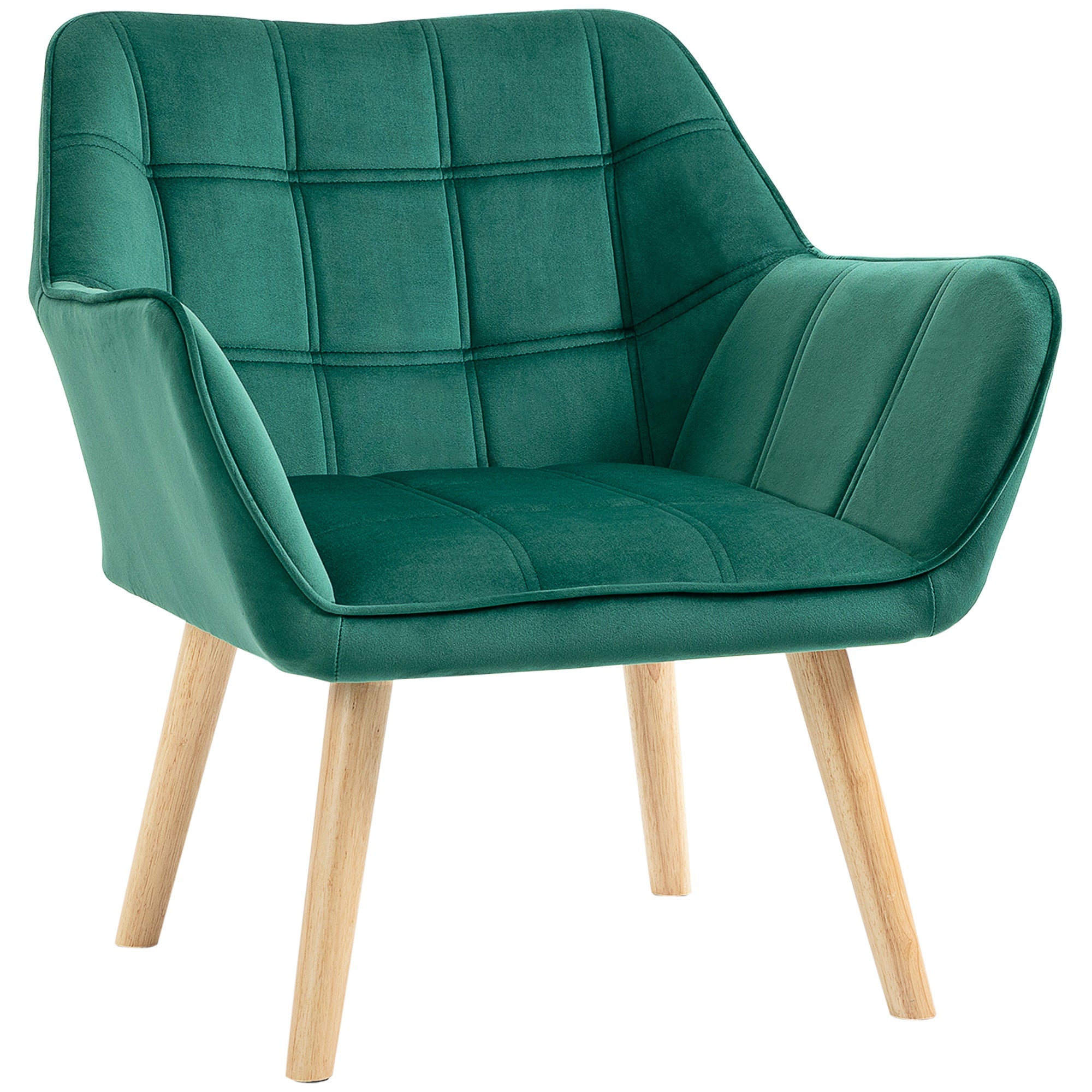 Single Armchair, Relax Chair, Velvet, Green