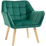Single Armchair, Relax Chair, Velvet, Green