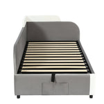 Upholstered Bed, Hydraulic with Storage, Velvet+Plywood Grey 90x200cm