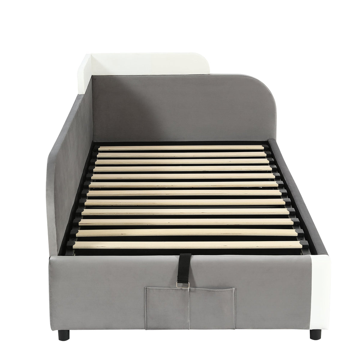 Upholstered Bed, Hydraulic with Storage, Velvet+Plywood Grey 90x200cm